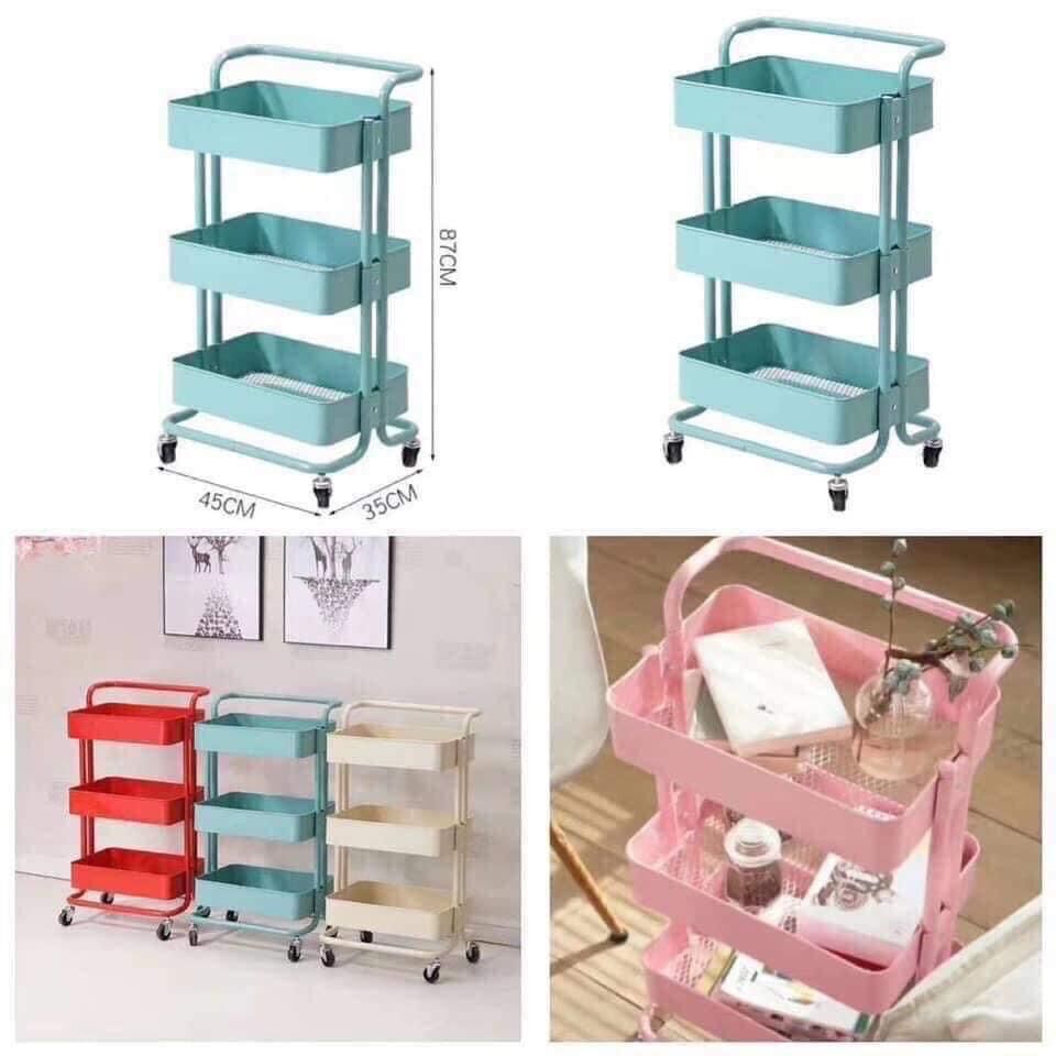 Xe sắt 3 tầng đa năng có bánh xe