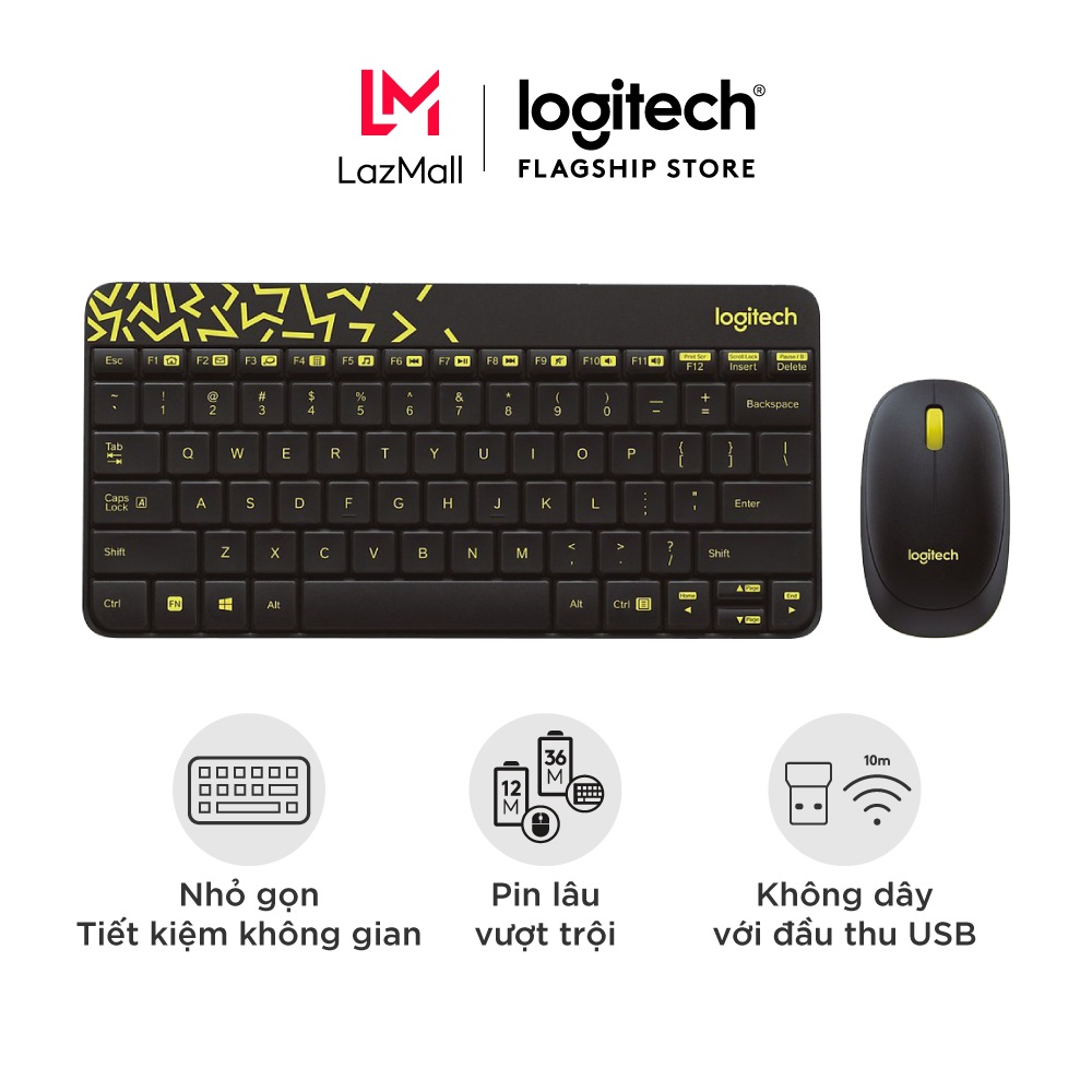 Combo chuột phím không dây Logitech MK240 - nhỏ gọn 1 đầu thu USB không dây 10m pin lâu vượt trội