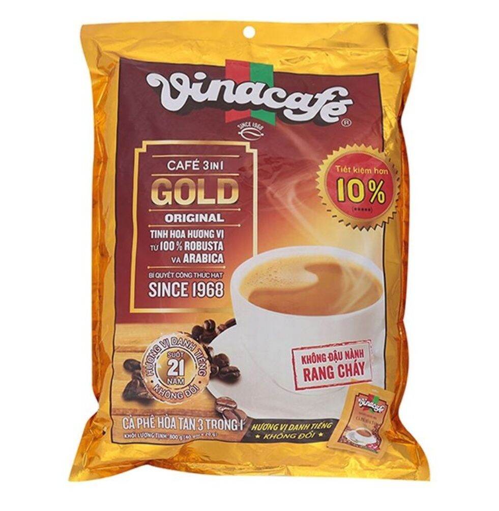 Cà phê sữa VinaCafe Gold 3 trong 1 túi 800g (40 gói 20g) thumbnail