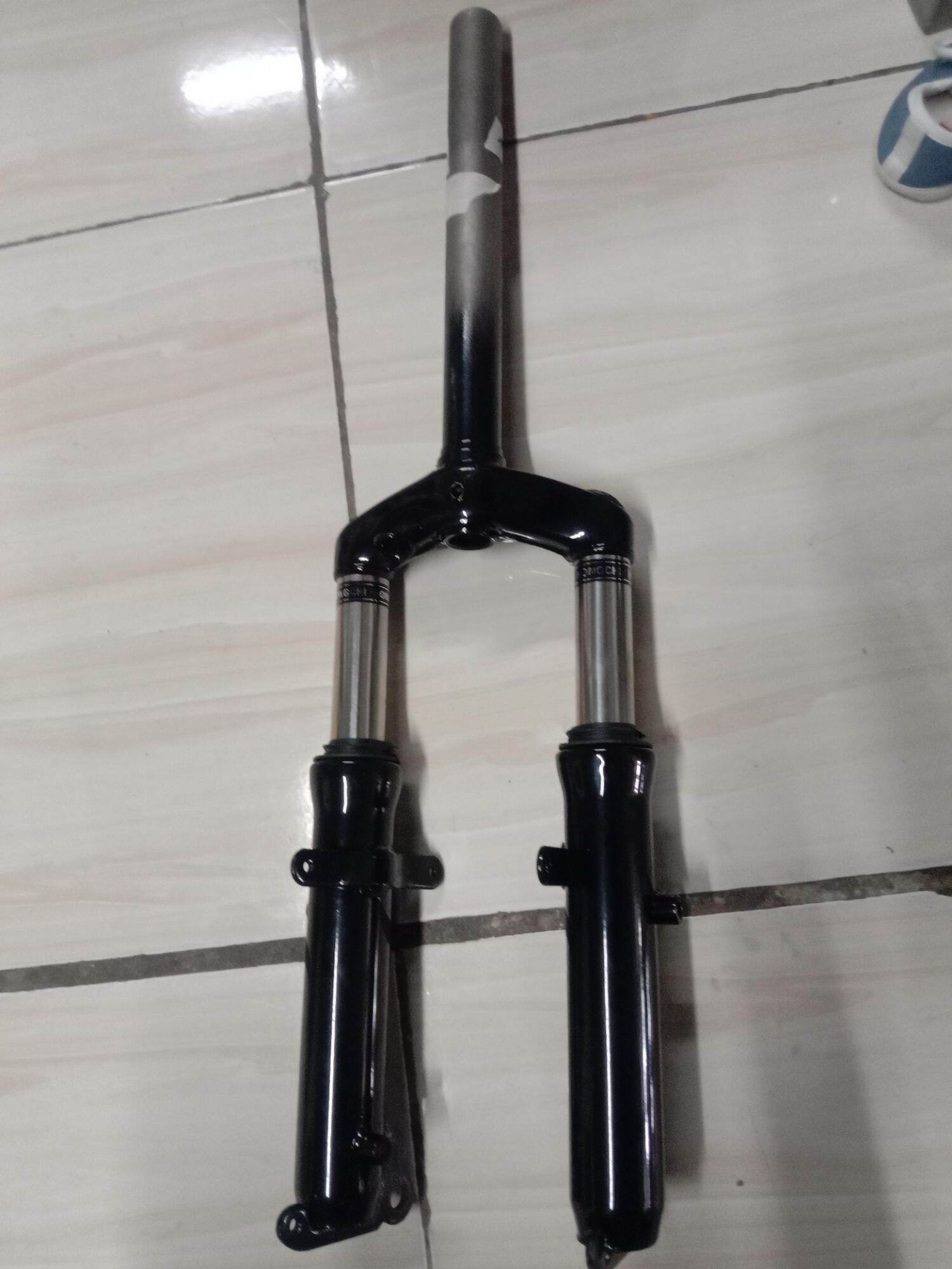 Phuộc nhún trước xe 14in ống răng 27mm, phuộc xe điện 14, phuộc xe đạp điện 14, nhún trước xe đạp điện 14in ống răng 27mm