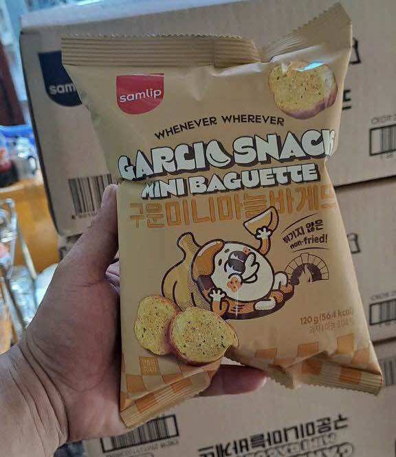 [NEW DATE 03/2025]SNACK BÁNH MÌ BƠ TỎI & PIZZA HÀN QUỐC SAMLIP 120 gram