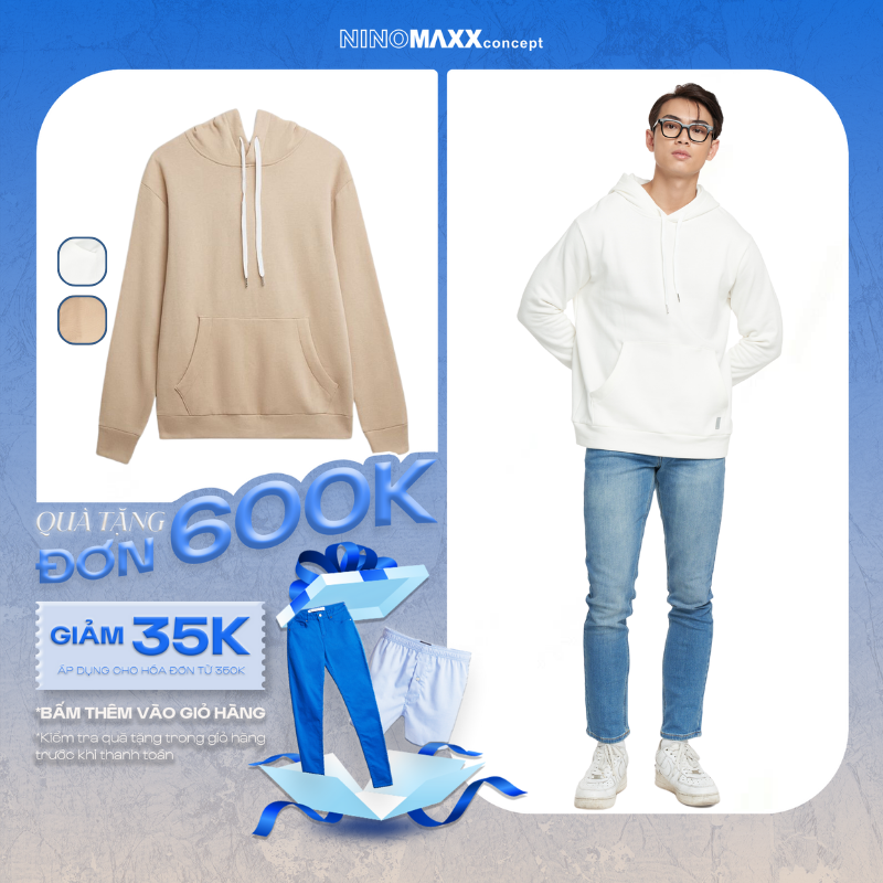 Áo Hoodies Nam Tay Dài Chất Liệu Cotton NINOMAXX 2204006