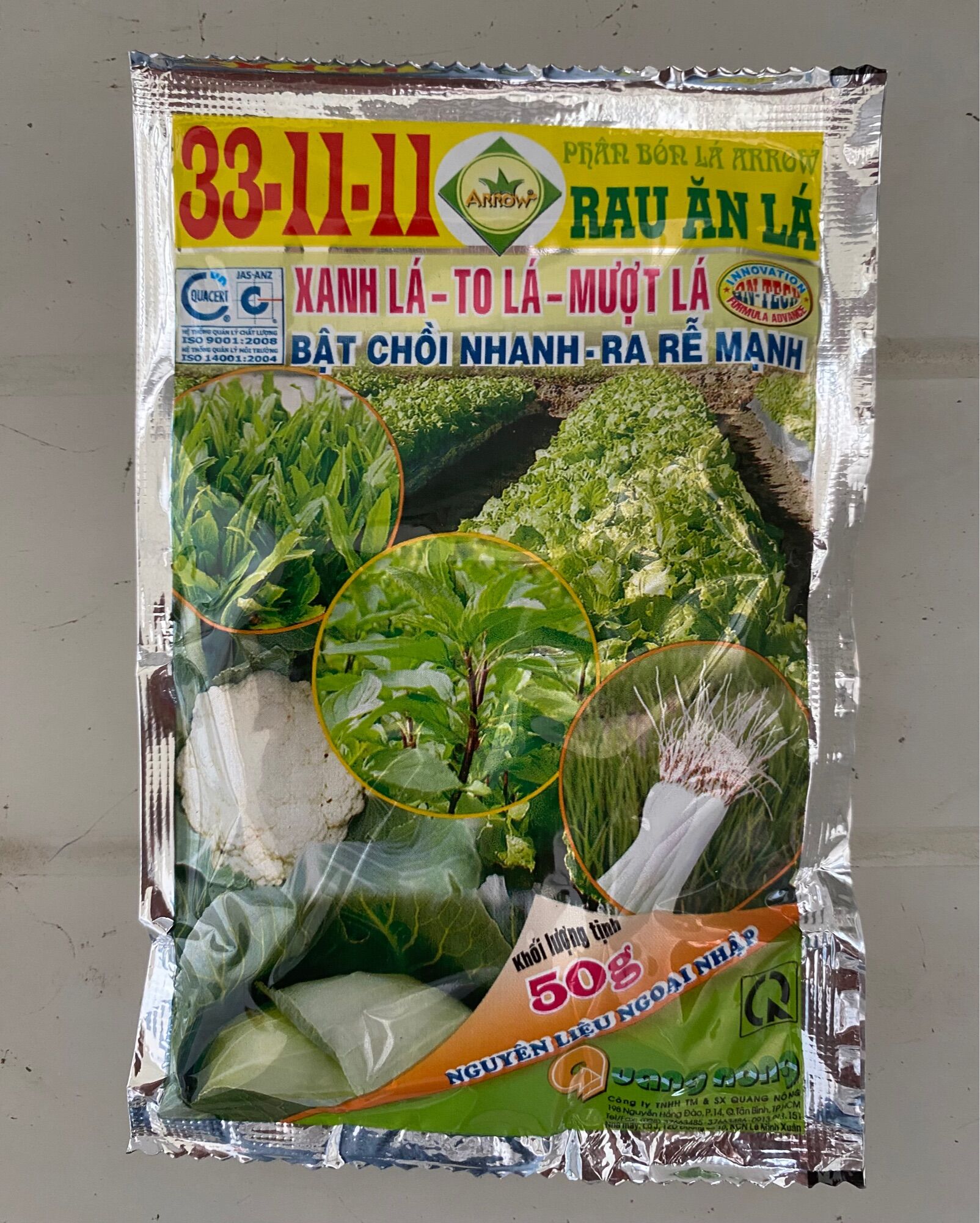 Phân bón lá cho rau 33-11-11 arrow - gói 50gr
