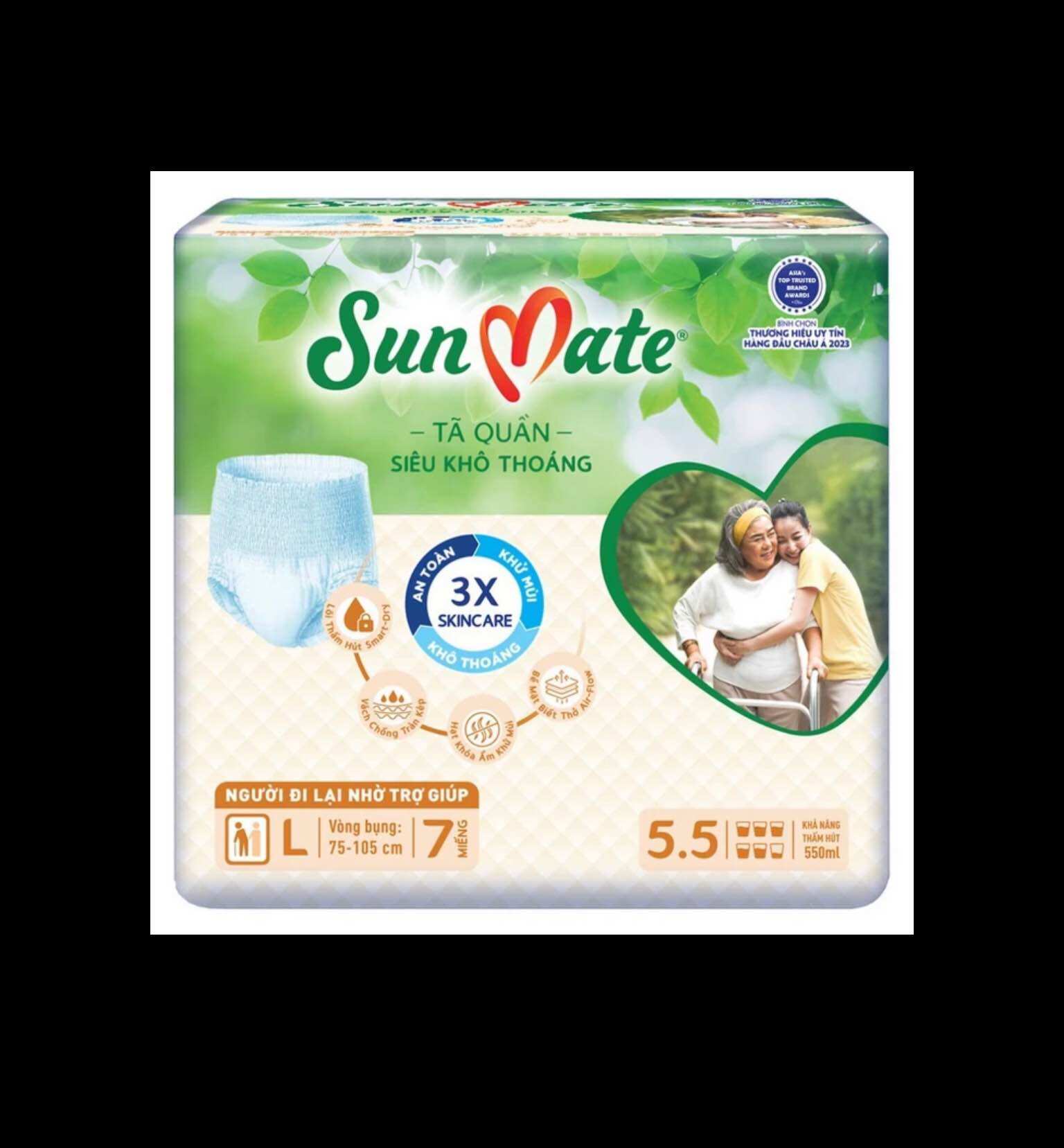 Combo 6 Gói Tã quần Sunmate L7 Miếng - Bỉm quần người cao tuổi Size L7 Sunmate - Hsd luôn mới