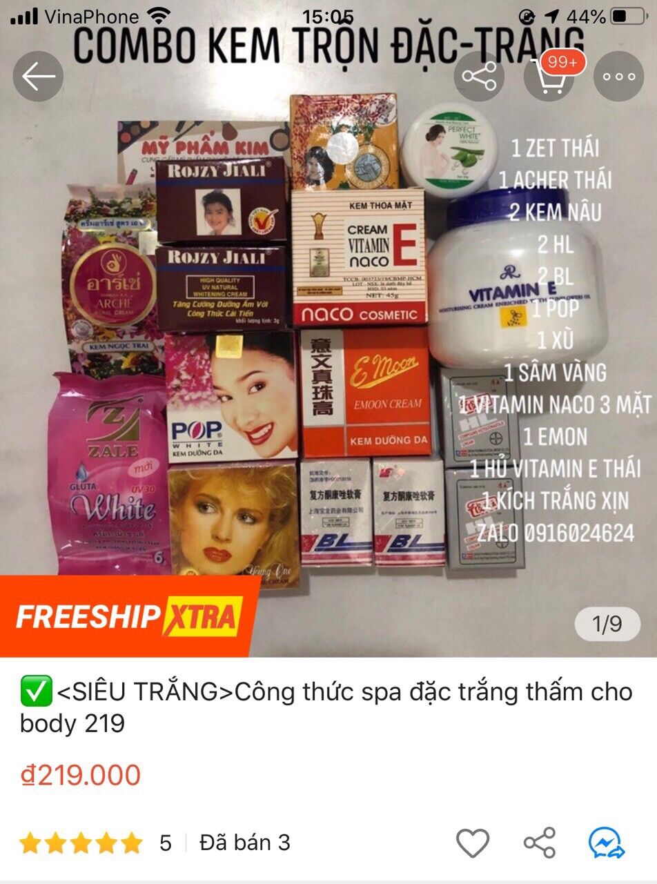 ✅siêu trắng-công thức spa đặc trắng thấm cho body 219