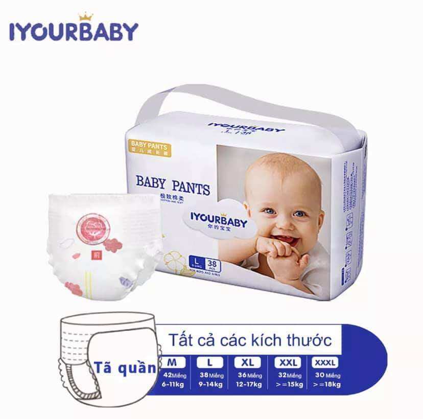 Tã /bỉm dán iyourbaby êm mềm,khô thoáng đủ size s54,m48,l42