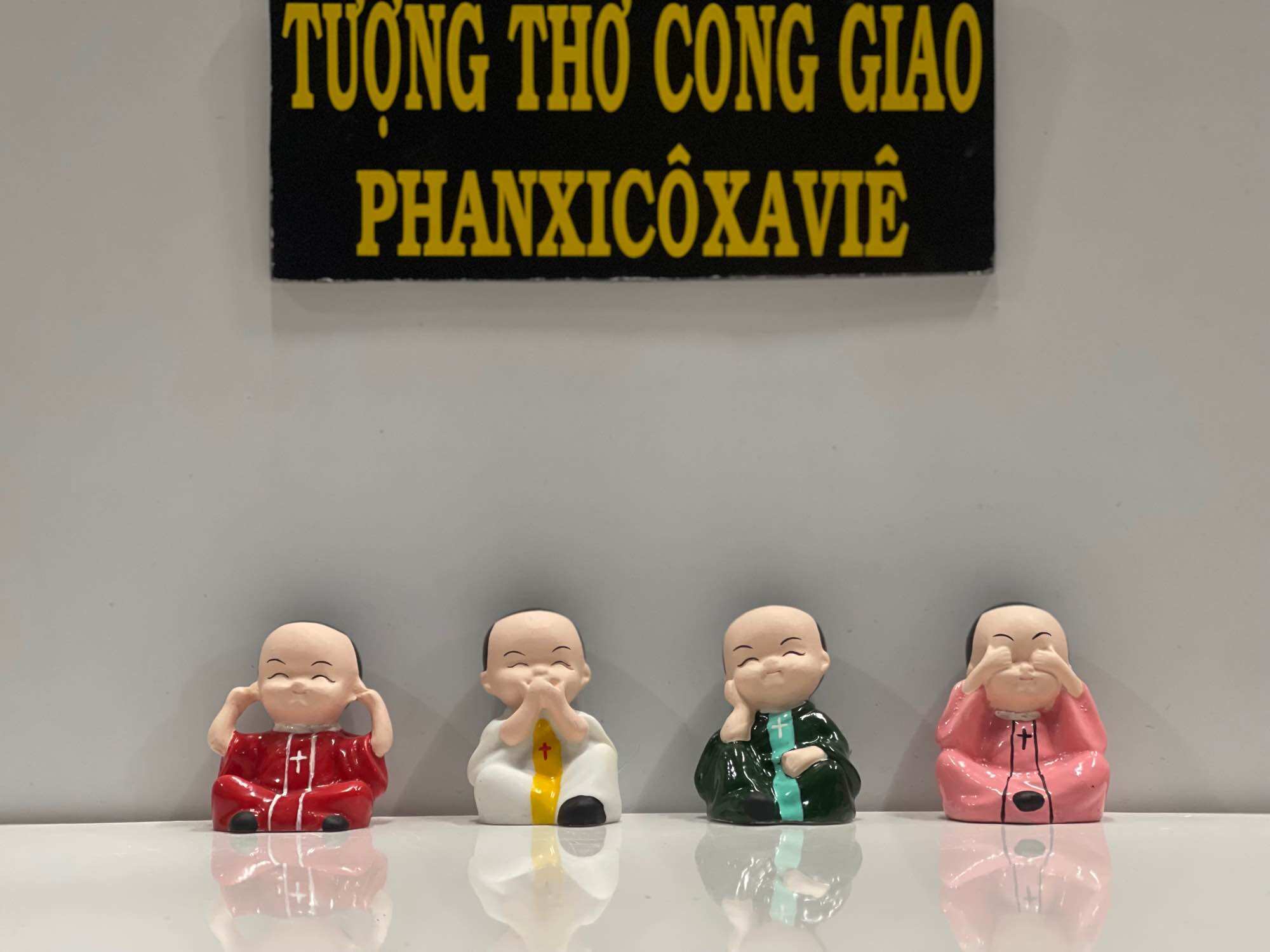 Bộ Tượng Tứ Không 4 Vị Linh Mục Chất liệu composite cao cấp - Tượng Thờ Công Giáo Phanxico Xavie.