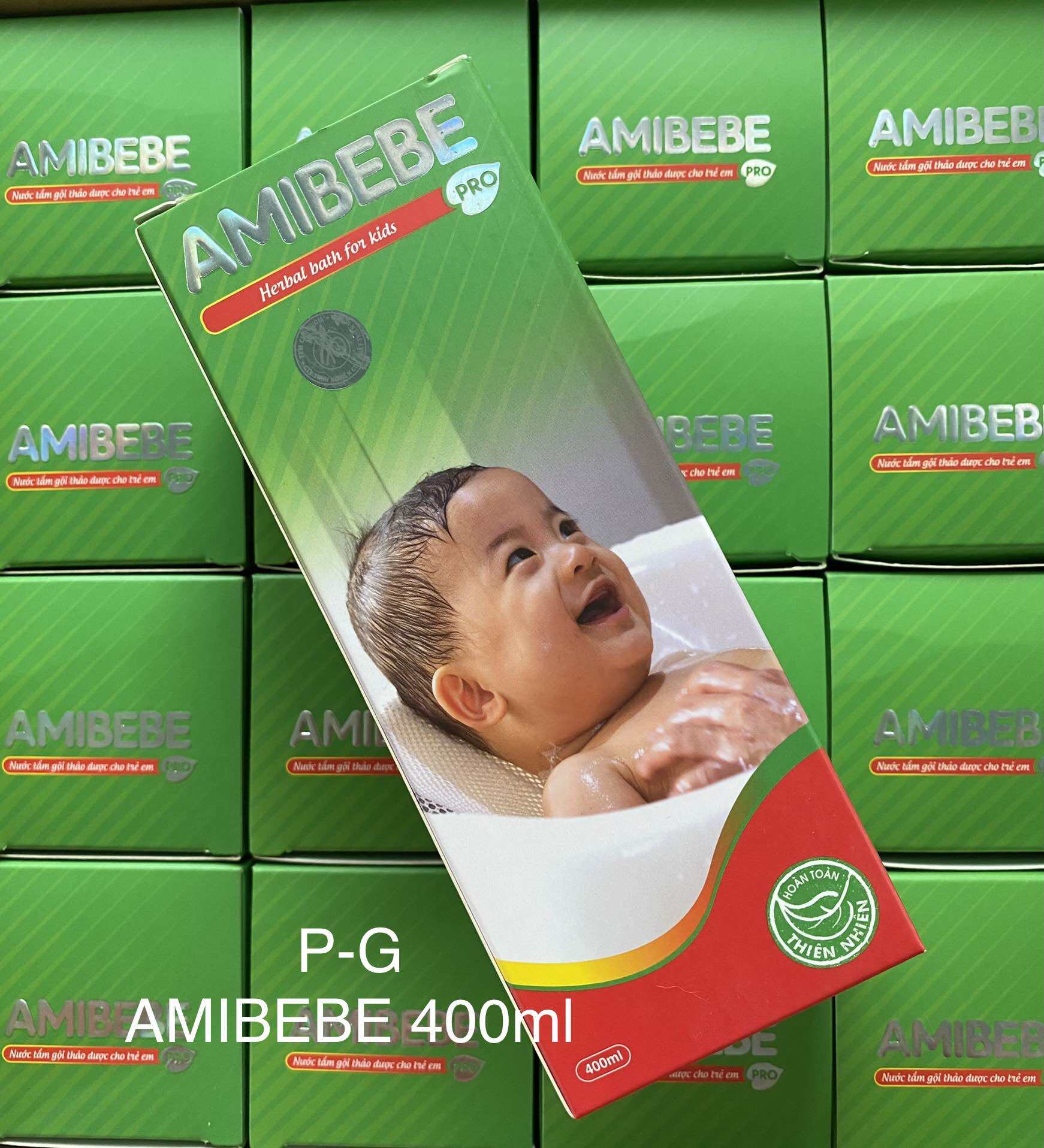 Amibebe 400ml Nước tắm gội thảo dược trẻ em hỗ trợ rôm sẩy. 225 000 chai