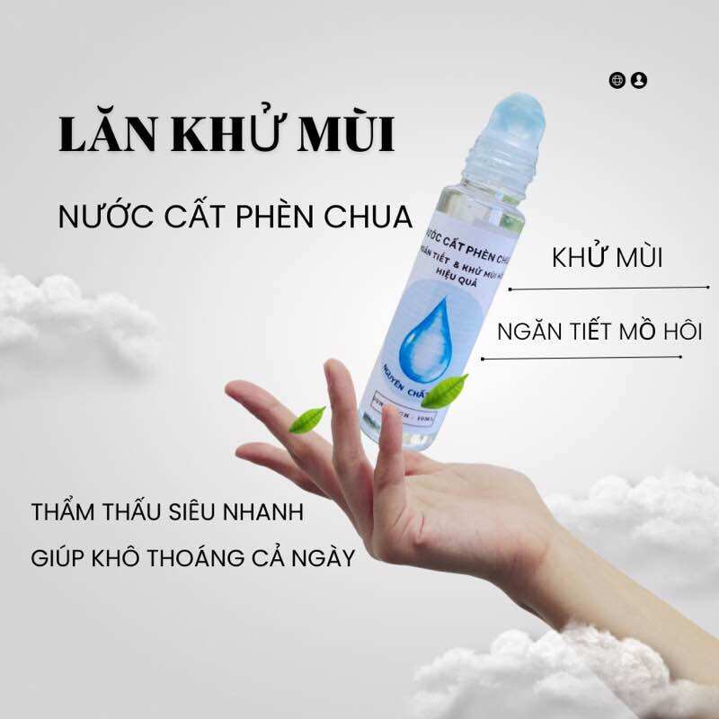 LĂN KHỬ MÙI HÔI NÁCH - NƯỚC CẤT PHÈN CHUA -giúp ngăn tiết và khử mùi hôi nách -mờ thâm vùng nách