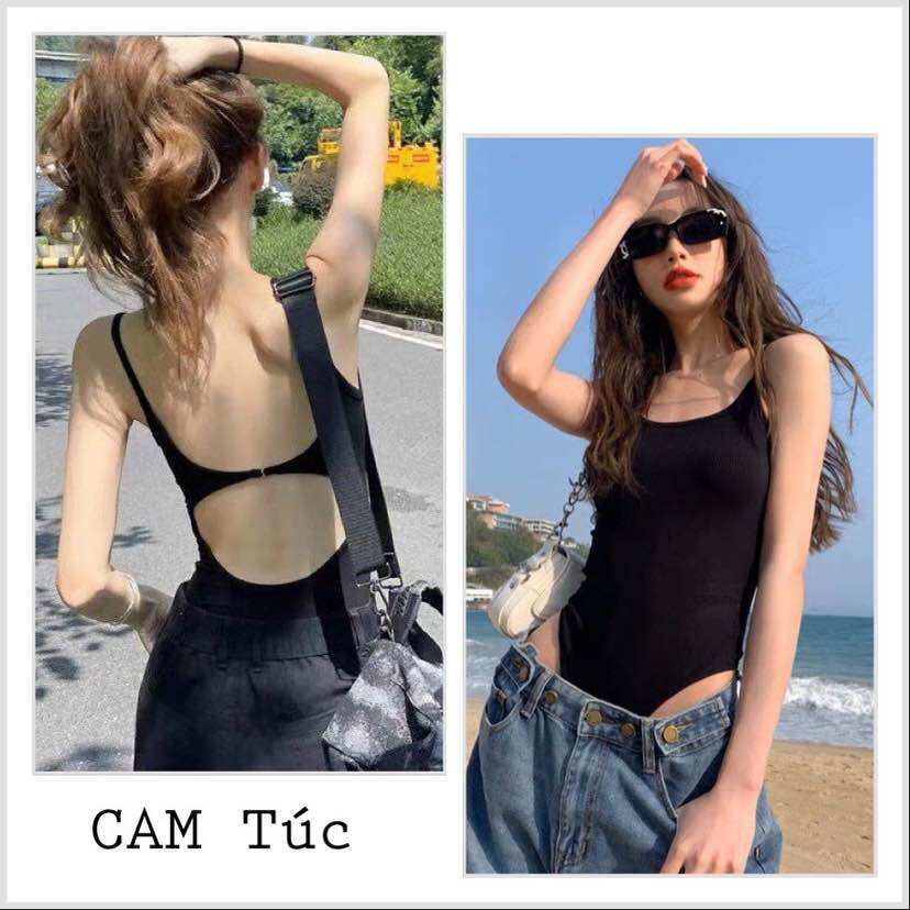 Bodysuit hai dây hở lưng có mút ngực