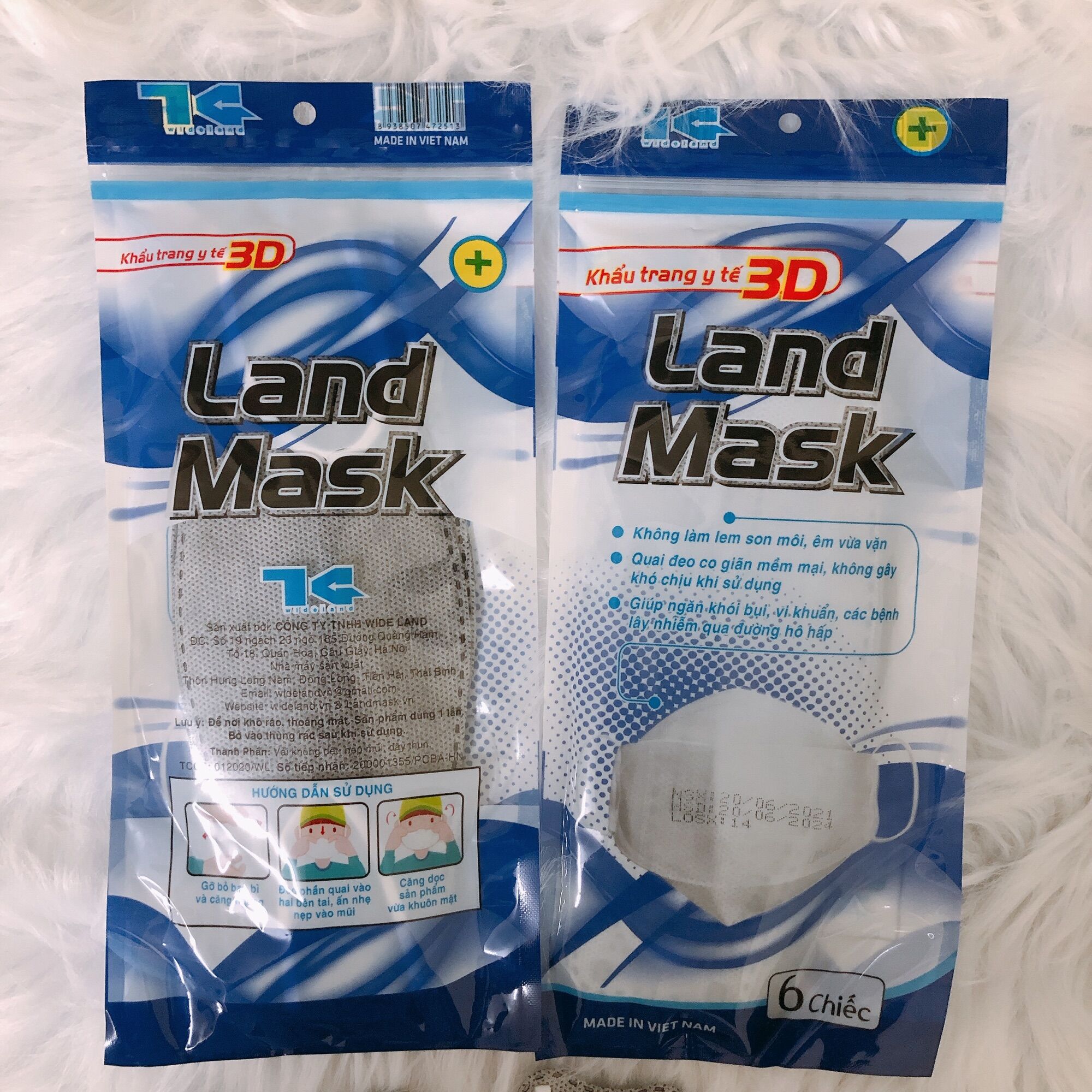 Khẩu trang 3d land mask set 6 cái kf74 hàn