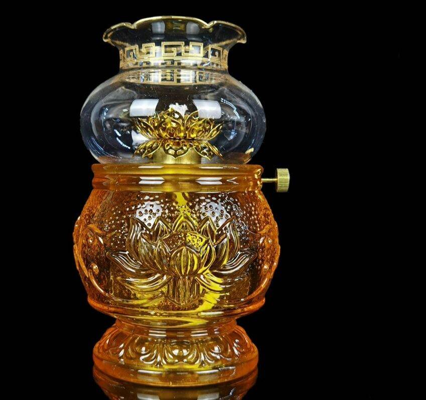 đèn dầu thờ cúng pha lê hoa sen