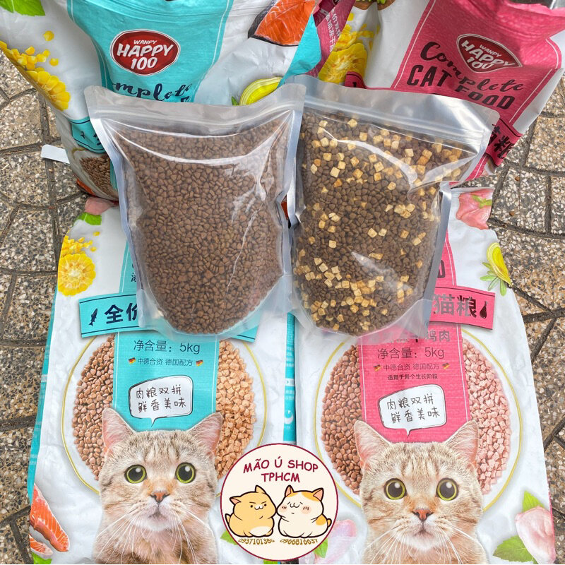 [BAO 500G] HẠT MIX THỊT WANPY HAPPY100 - HẠT DINH DƯỠNG CHO MÈO MỌI LỨA TUỔI