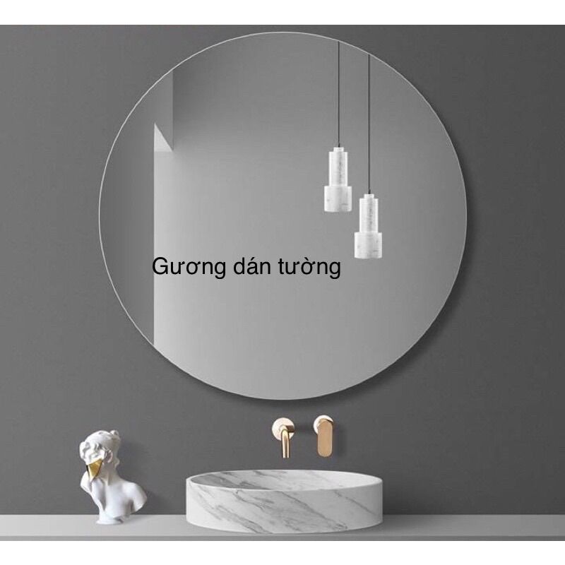 Gương nhà tắm không viền - Gương dán tường tròn 50cm