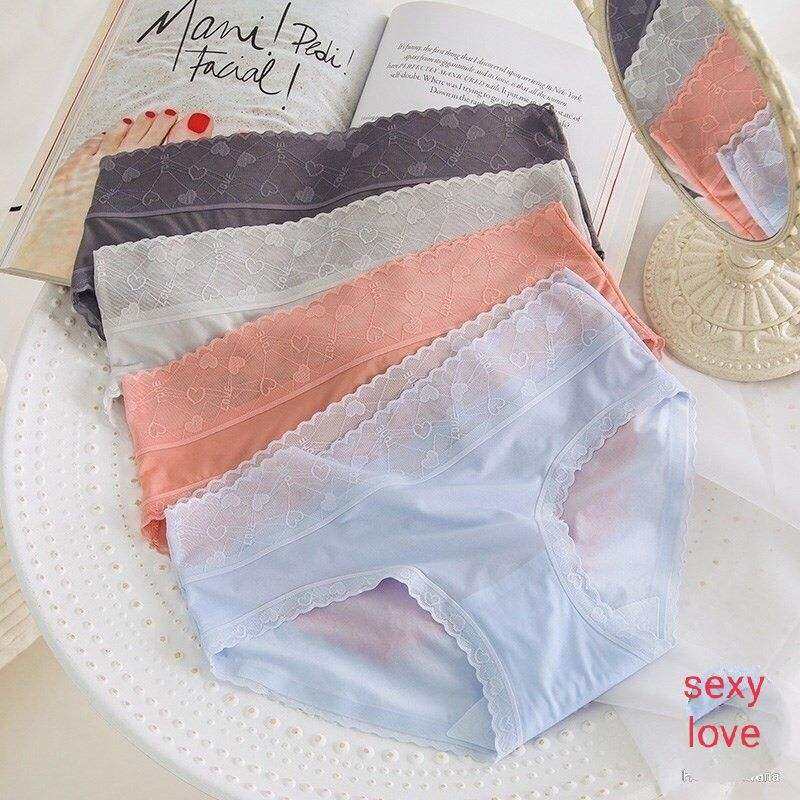 Quần lót nữ tàng hình ,quần lót nữ lụa băng cạp ren hoạ tiết tim sexy love