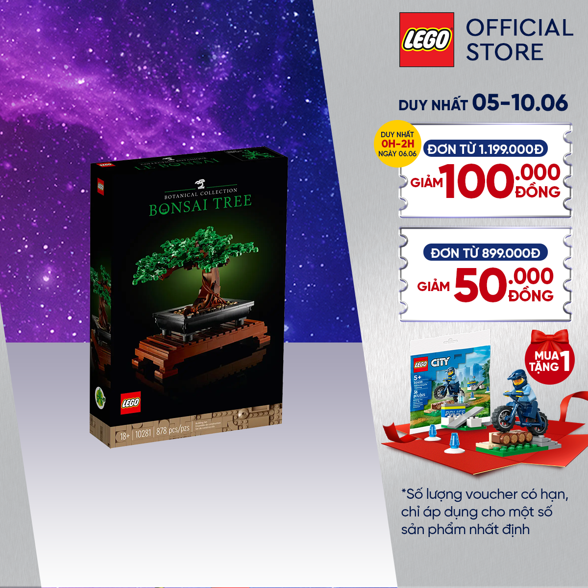 Lego® icons 10281 đồ chơi lắp ráp cây bonsai