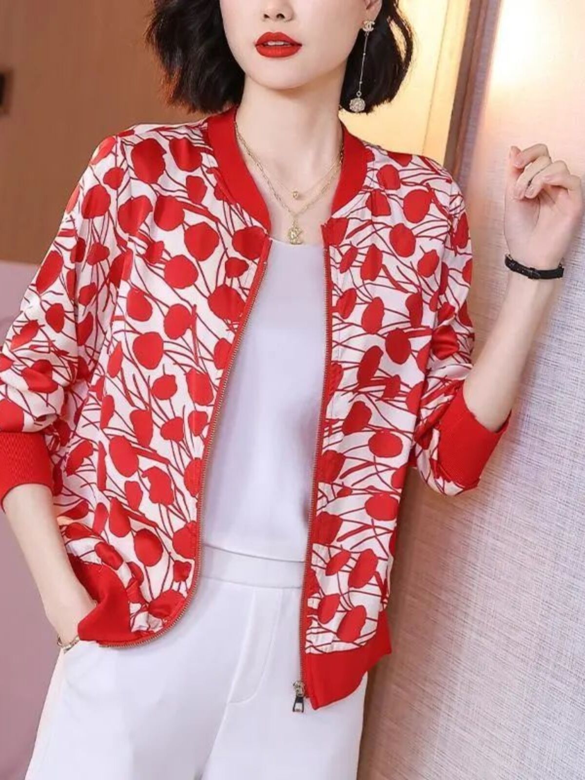 Áo Khoác Cardigan Tay Dài Mùa Hè Mỏng Thời Trang Cho Mẹ Áo Khoác Bóng Chày Ngắn Bằng Vải Voan Chống 