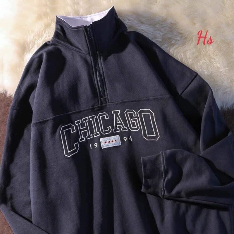 Áo Nỉ Cổ Khoá CHI CAGO 1994, Cổ Bẻ Style Hàn dễ phối đồ ạ