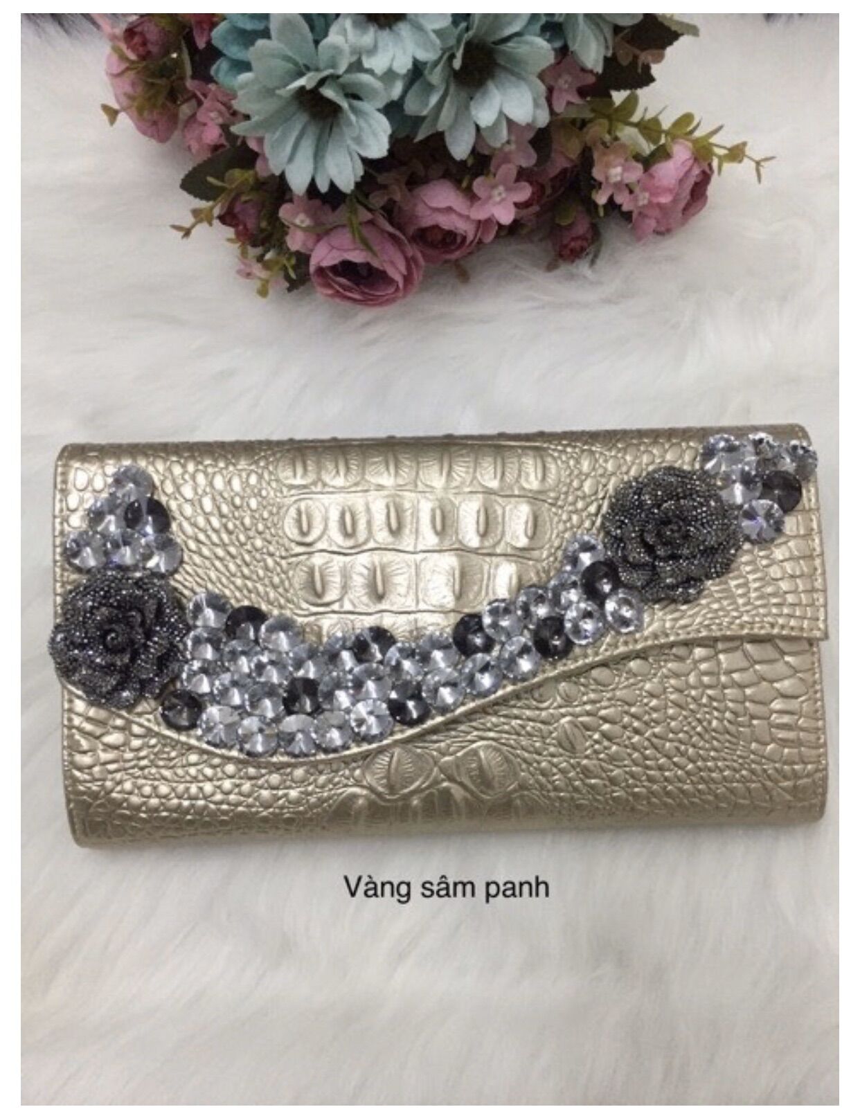 [HCM]VÍ CẦM TAY ĐÍNH ĐÁ SANG TRỌNG - V5562