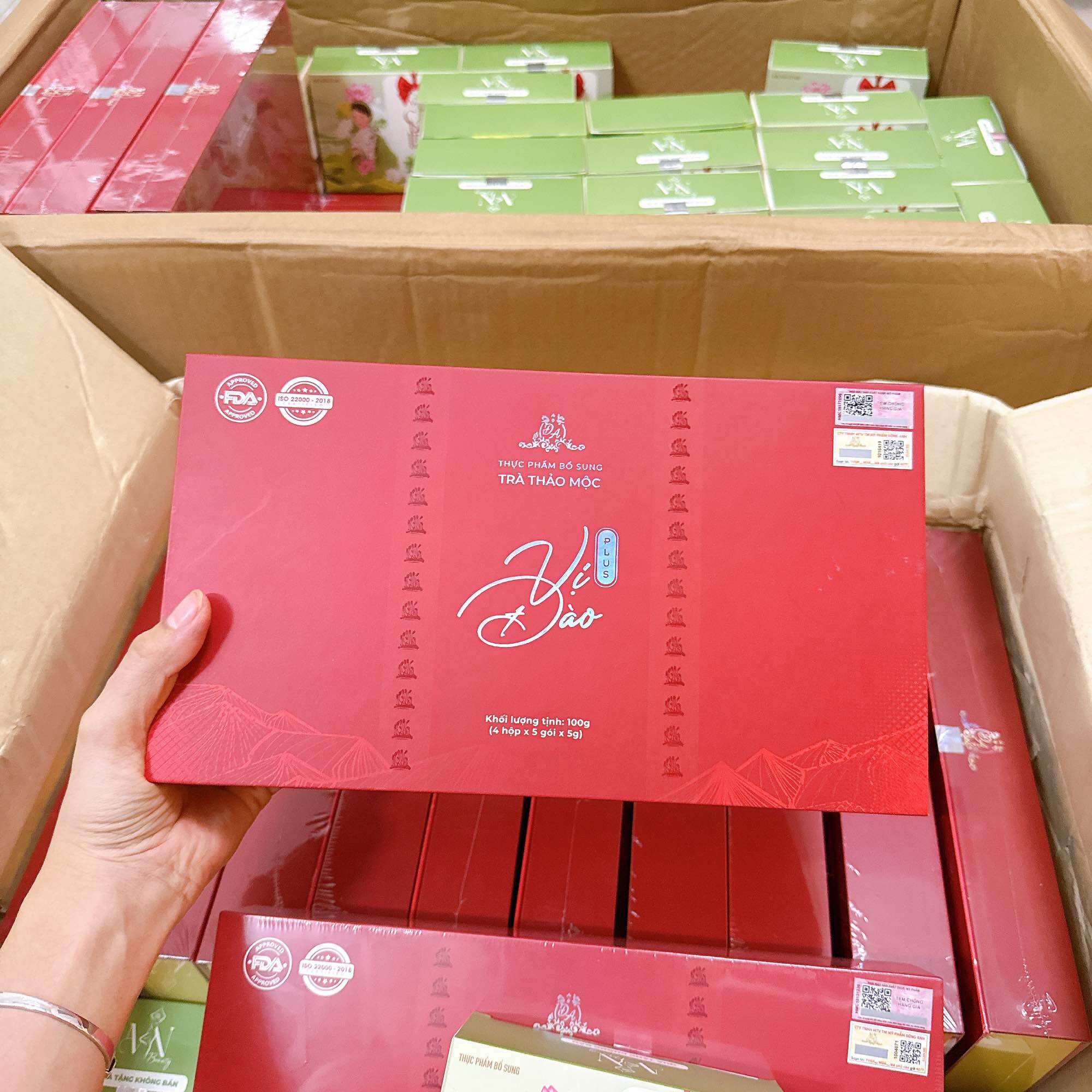 Mẫu mới (tặng 1 Trà sen Cô Ba)Trà Thảo mộc vị Đào giảm cân đông anh chính hãng hộp 20 gói
