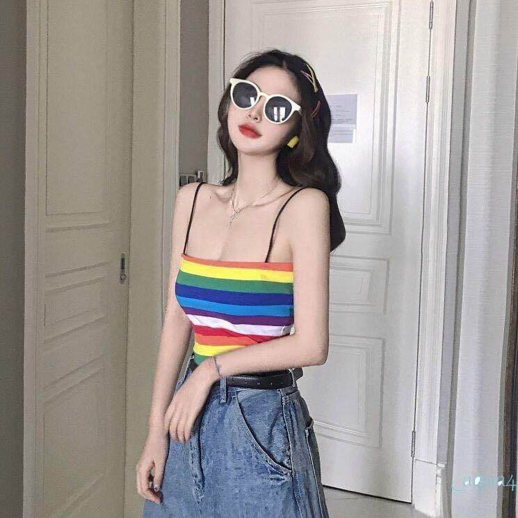 ❤💚💙💜Áo 2 dây 7 sắc cầu vồng chất thun cotton