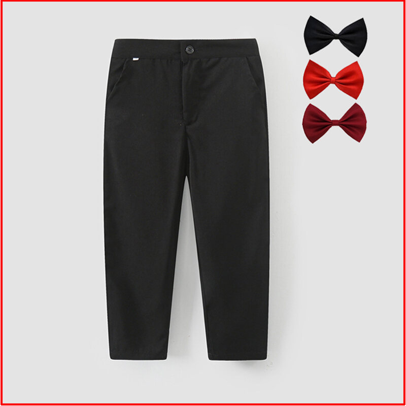 Quần Dài Màu Đen Cho Bé Trai Quần Dài Thể Thao Cạp Cao Phong Cách Anh Mùa Xuân Thu Đông Quần Dài Cho Bé Trai