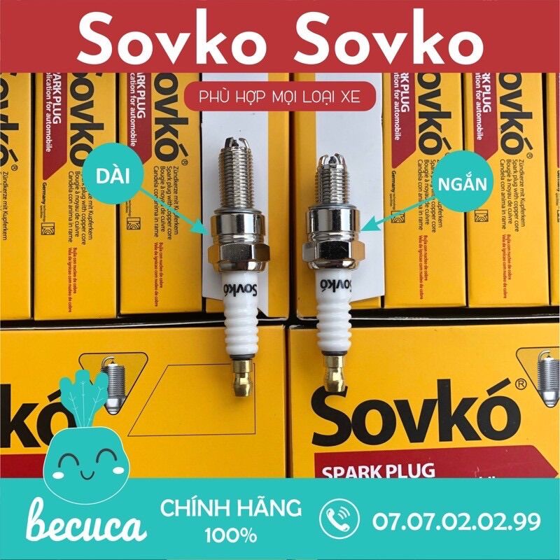 Bugi 3 chấu sovko chân dài hàng đức nhập khẩu dành cho xe tay ga, exciter, winner...