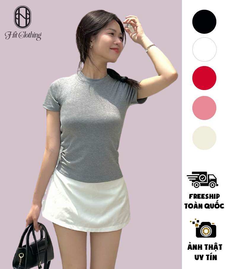 Áo phông nữ, áo thun nữ ôm body baby tee trơn dáng ôm cổ tròn, tay ngắn basic