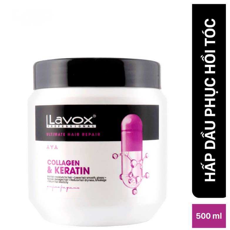 Hấp dầu phục hồi tóc collagen và keratin Lavox 500ml