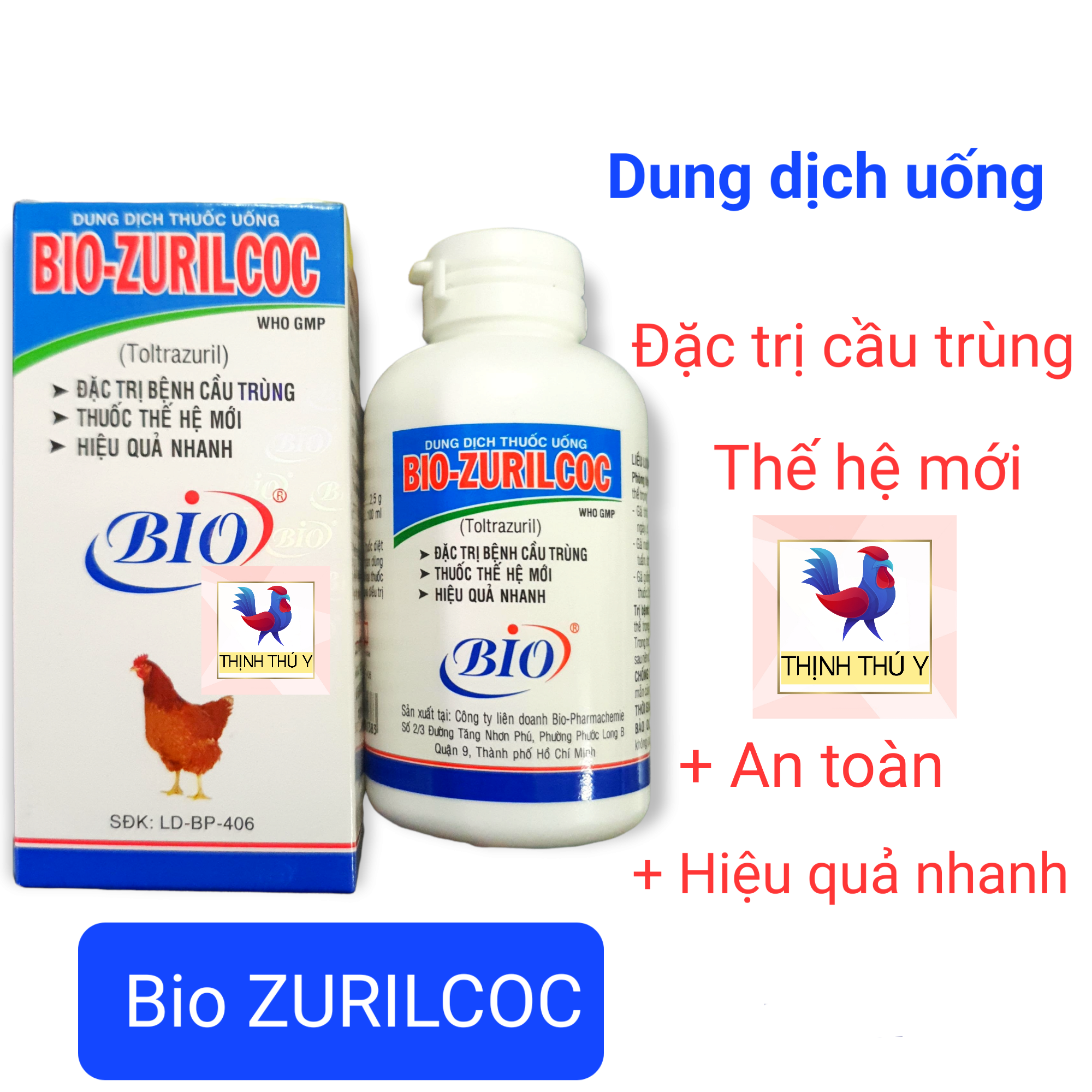 Bio ZURILCOC (60ml) - Dung dịch uống đặc tr.i. cầu trùng, đi phân máu, phân sáp cho gà đá, thỏ (Date 2025)