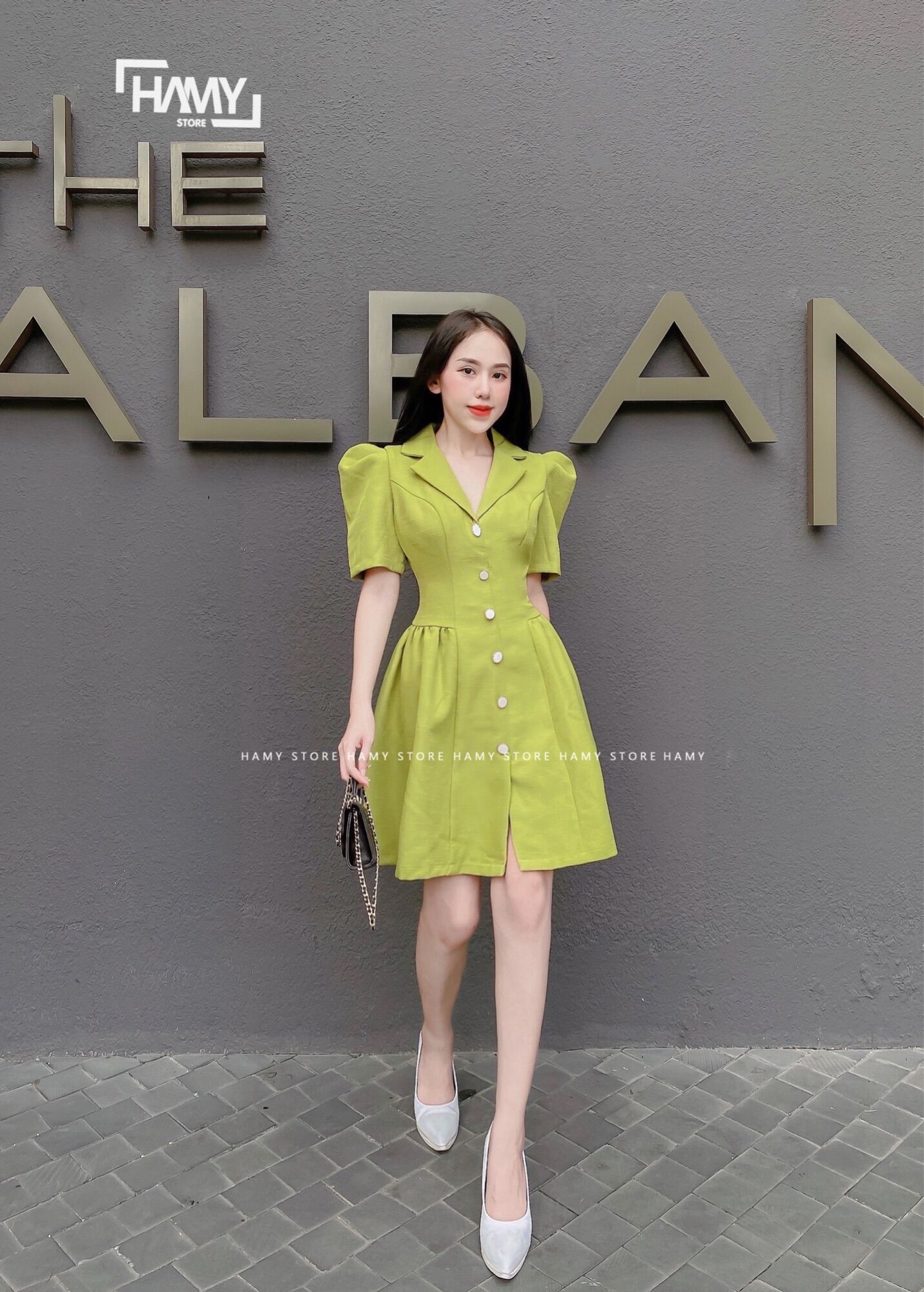 Đầm Cổ Vest Nút