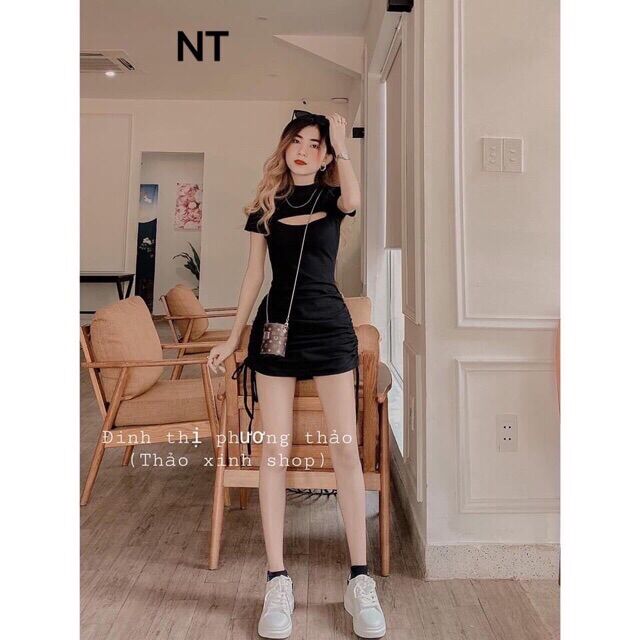 Váy body hở ngực rút hông
