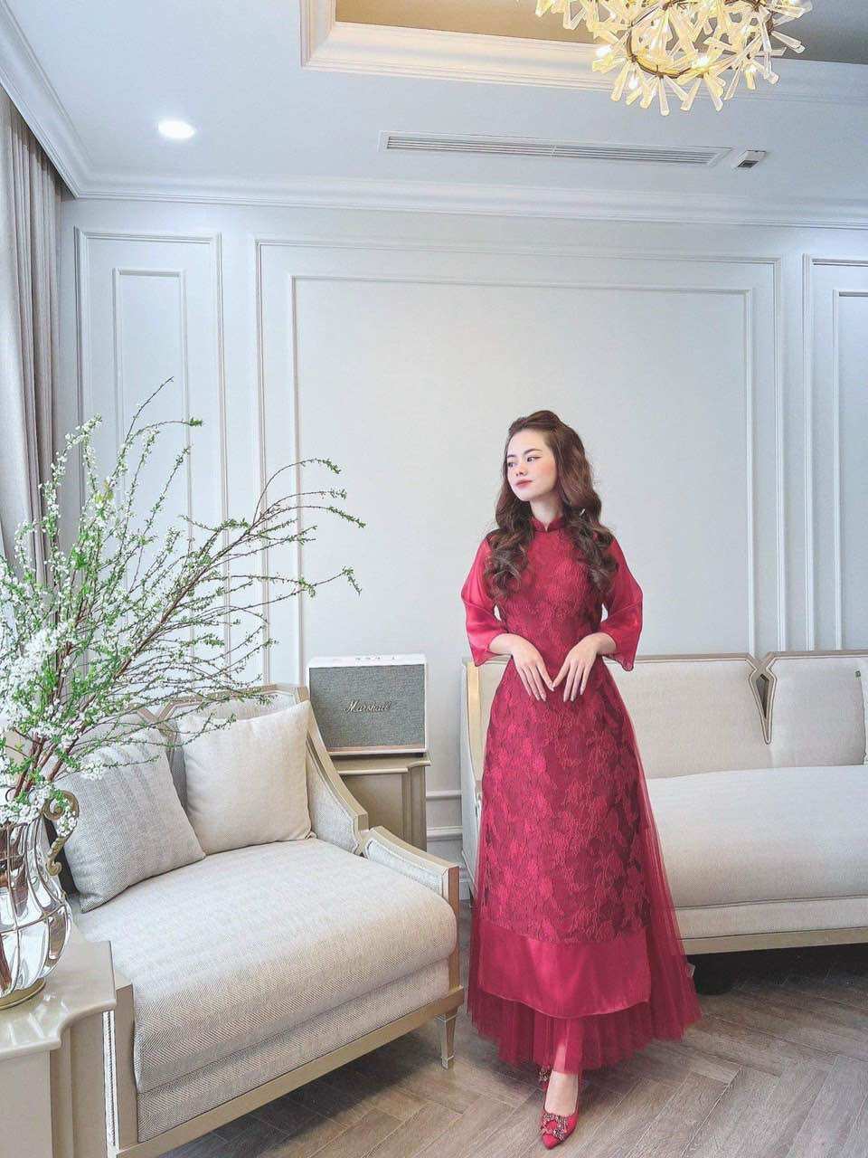 (SHOP BIGSIZE NỮ 50KG ĐẾN 90KG) set áo dài cách tân tà đôi phối váy lưới