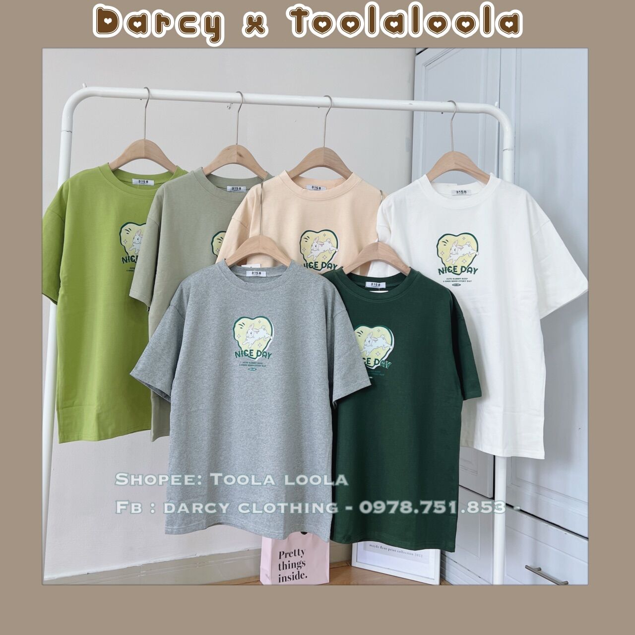 Áo thun 3158 thỏ nice day chất cotton khô
