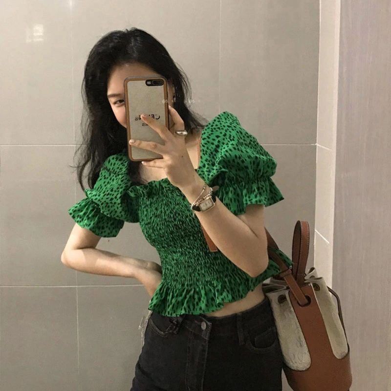 Áo họa tiết da báo màu xanh
