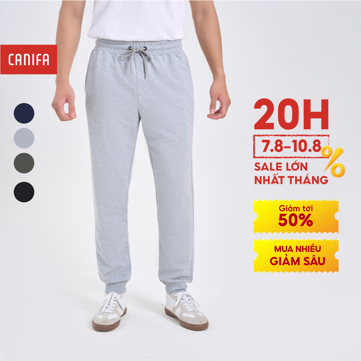 [20H 7-10.8 VOUCHER TỚI 1 TRIỆU] Quần nỉ nam CANIFA dáng jogger  bo ống 8BP23W014 MS24
