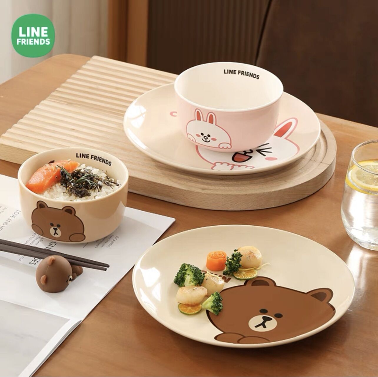 Bộ bát đĩa cao cấp LINE FRIENDS 4 món