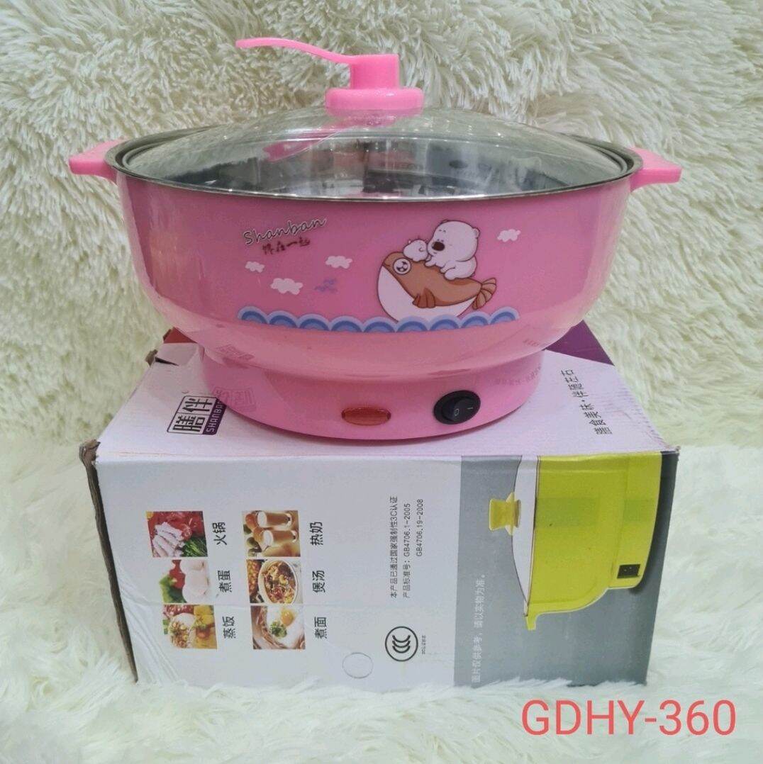 [ Bảo hành 6 tháng] Nồi lẩu điện , nồi lẩu đa năng nắp kính  size 28 cm .