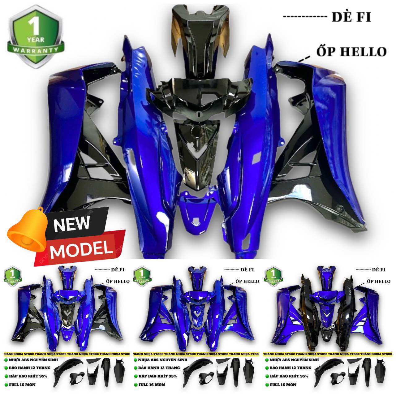   NEW  Dàn áo Sirius Xanh Dương GP phối Đen Ốp Sihello Dè Fi  Xem mô tả  