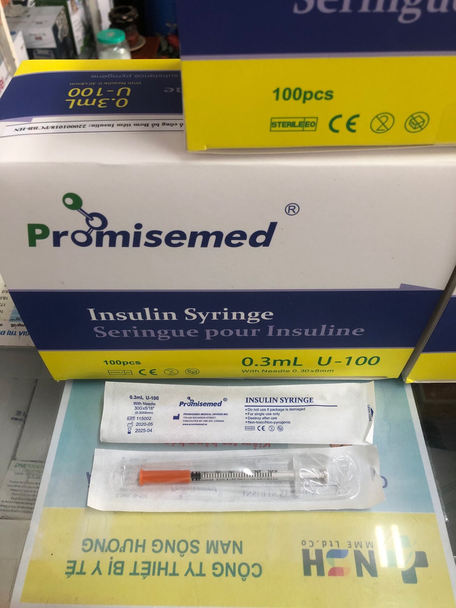 ❤ bơm kim tiêm tiểu đường insulin promisemed 0,3ml 0.3ml u-40 , bơm kim tiêm, bơm tiêm insulin - promisemed: 0.3ml/u - 100