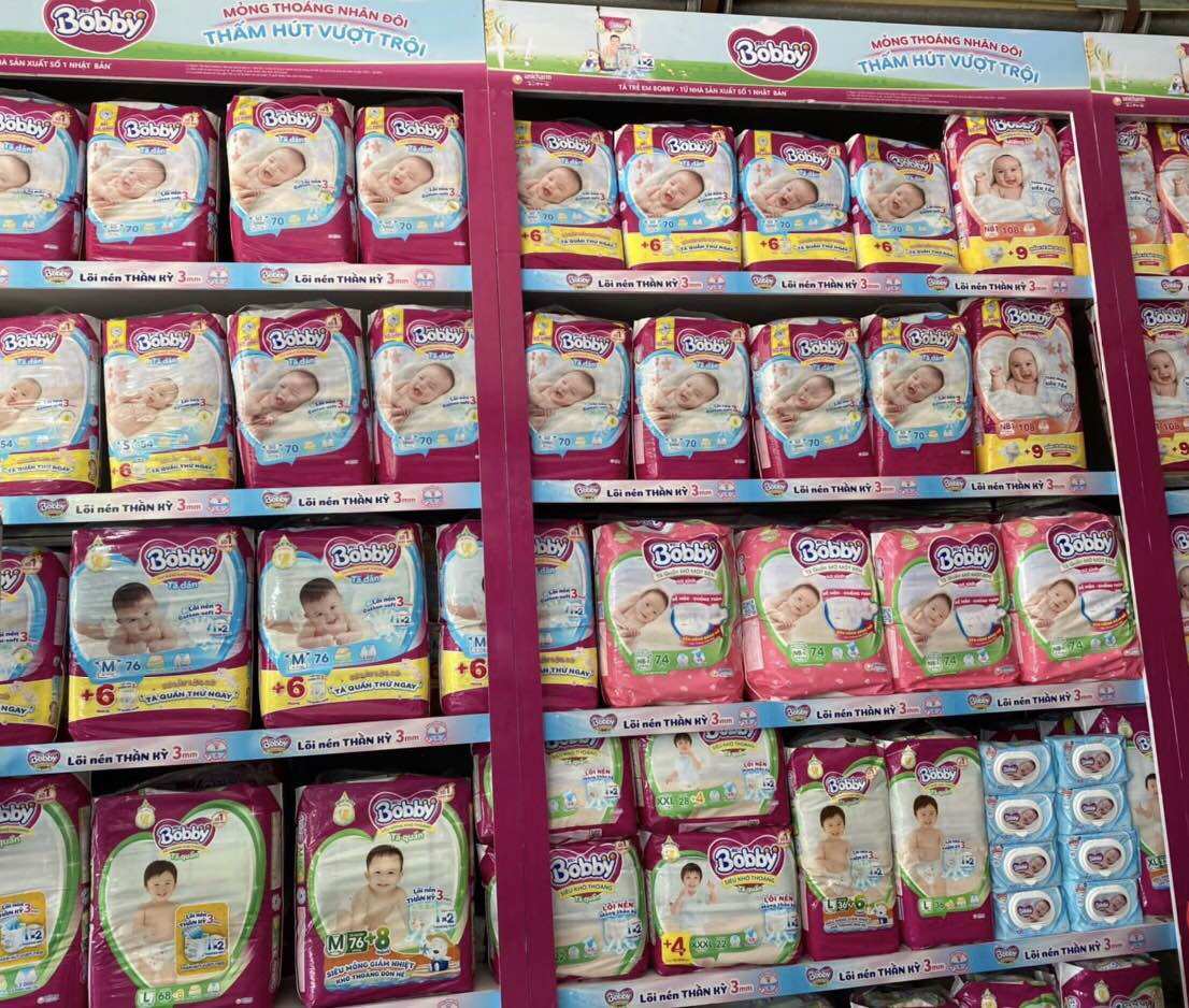 Tã dán Bobby M76 Cho Bé Từ 6-11kg - Bỉm Dán Bobby Trẻ Em Size M -Hsd mới