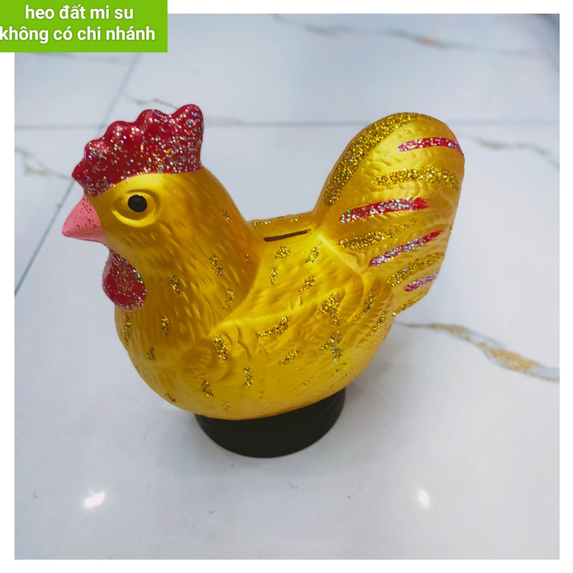 Heo đất tiết kiệm hình gà mái vàng sáng đẹp bỏ ống tiết kiệm,cao 20 cm dài 20