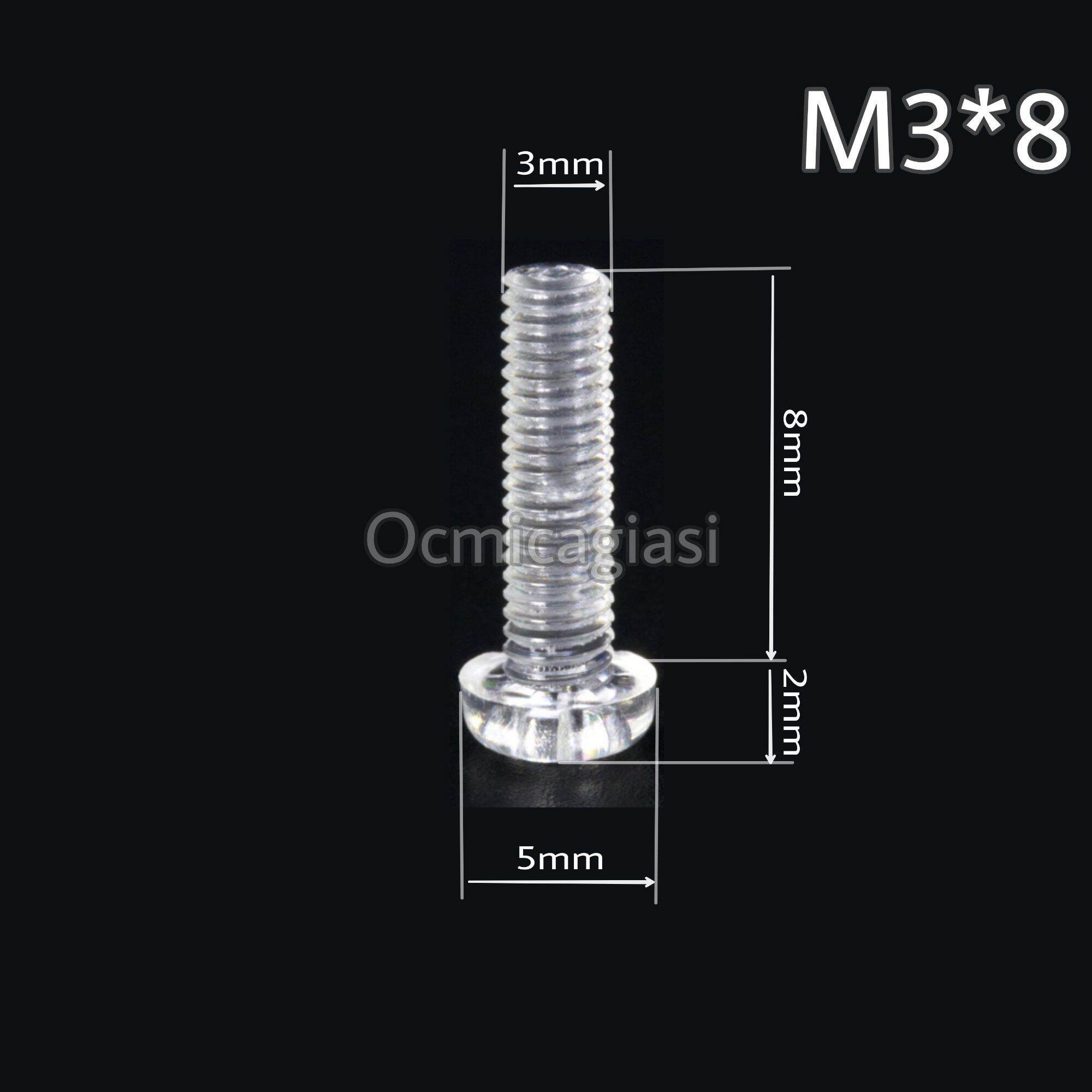 Combo 50 ốc mica, pc M3*8 vặn vít trong suốt