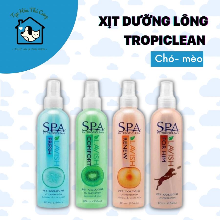 Xịt dưỡng lông Tropiclean cho chó mèo giúp lông bóng mượt và giảm rụng xuất xứ Mỹ