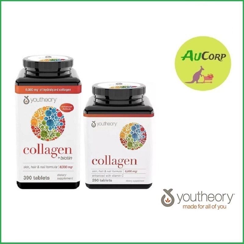 Viên Uống Bổ Sung Collagen Youtheory Collagen Plus Biotin - của Mỹ - Mẫu mới