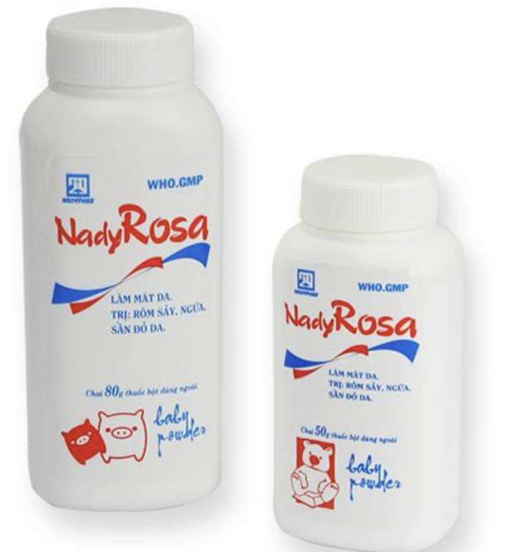 Phấn rôm sảy Nady Rosa chai 80g , 50g