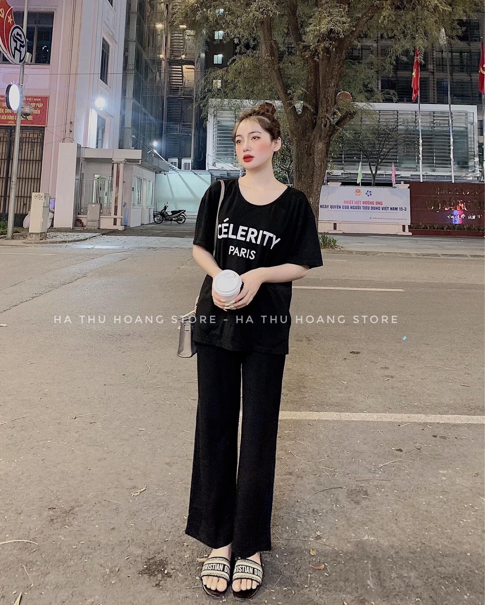 Sét bộ cotton chữ thụng xẻ tà ống suông dn01
