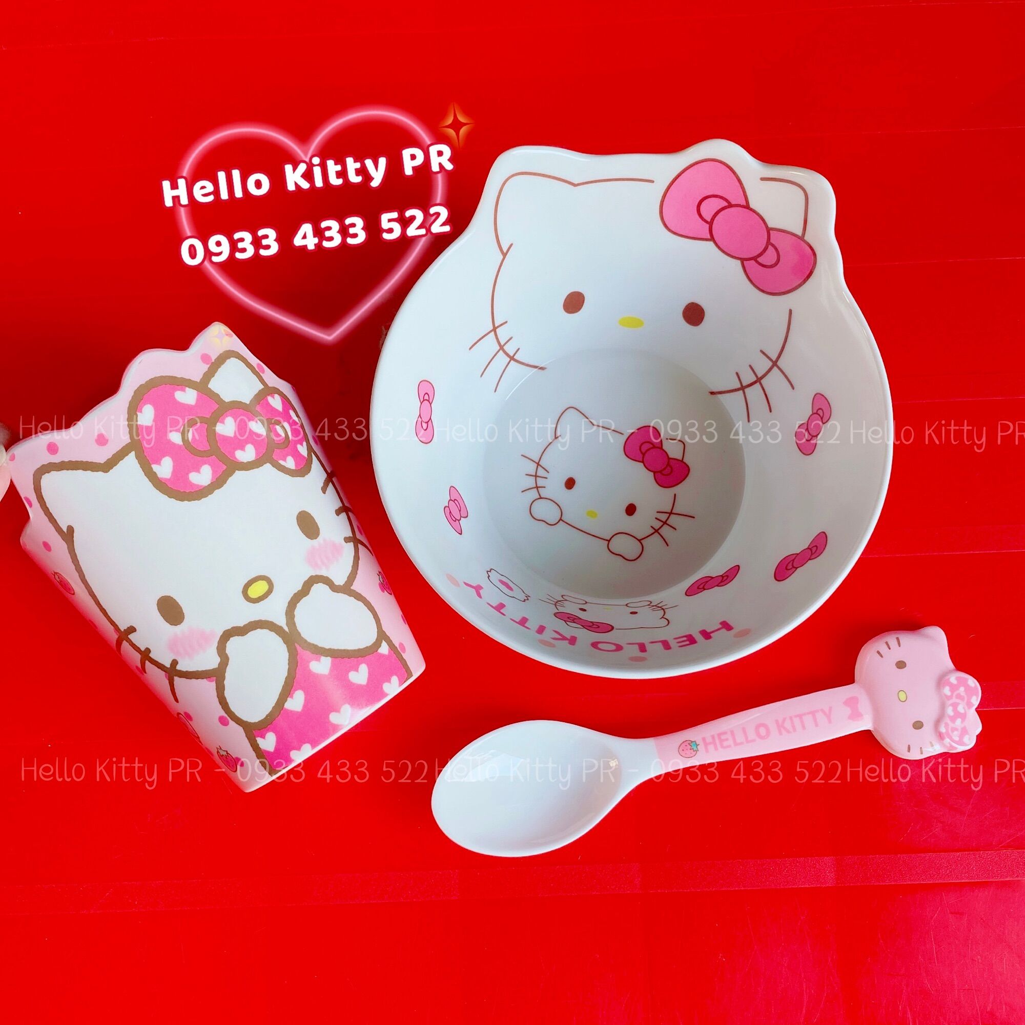 Set combo chén tô muỗng ly Hello Kitty