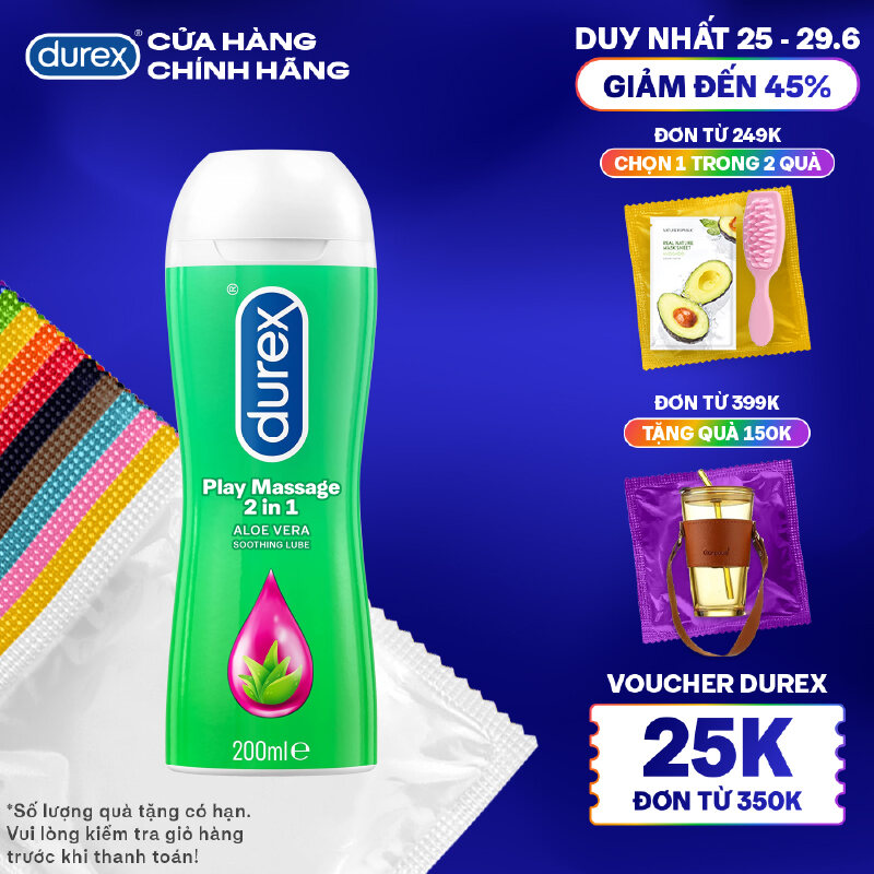 [Voucher giảm 60K đơn từ 349K] Gel bôi trơn Durex Play Massage gốc nước 200ml/chai