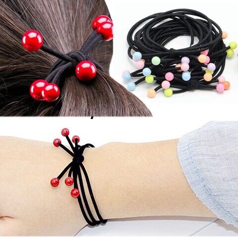 Sỉ 100 thun cột tóc hạt cherry nhiều màu